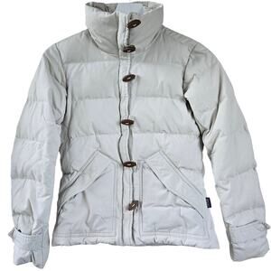 Patagonia Womens Down Puffer Toggle Zip Coat Jacket Off White Winter Size XS EUC